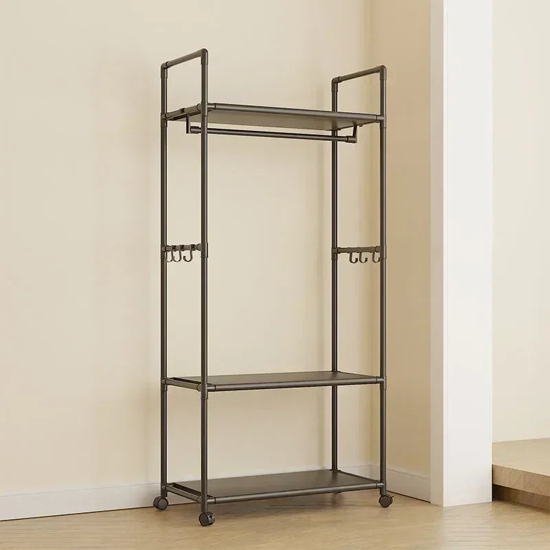 Versatile Garment Stand Hooks Space Efficient Clothes Rack Multi-Tier Storage Unit Living Room Garment Storage Organizer Shelf
