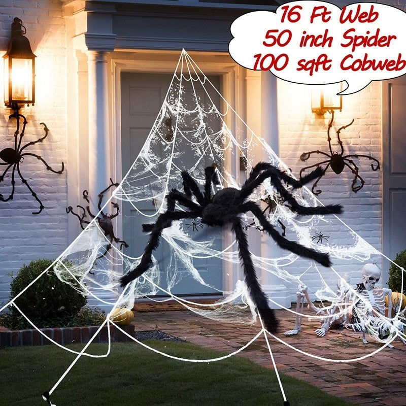 150/200cm Zwarte Enge Reuzenspin - Decoratieattributen - Halloween