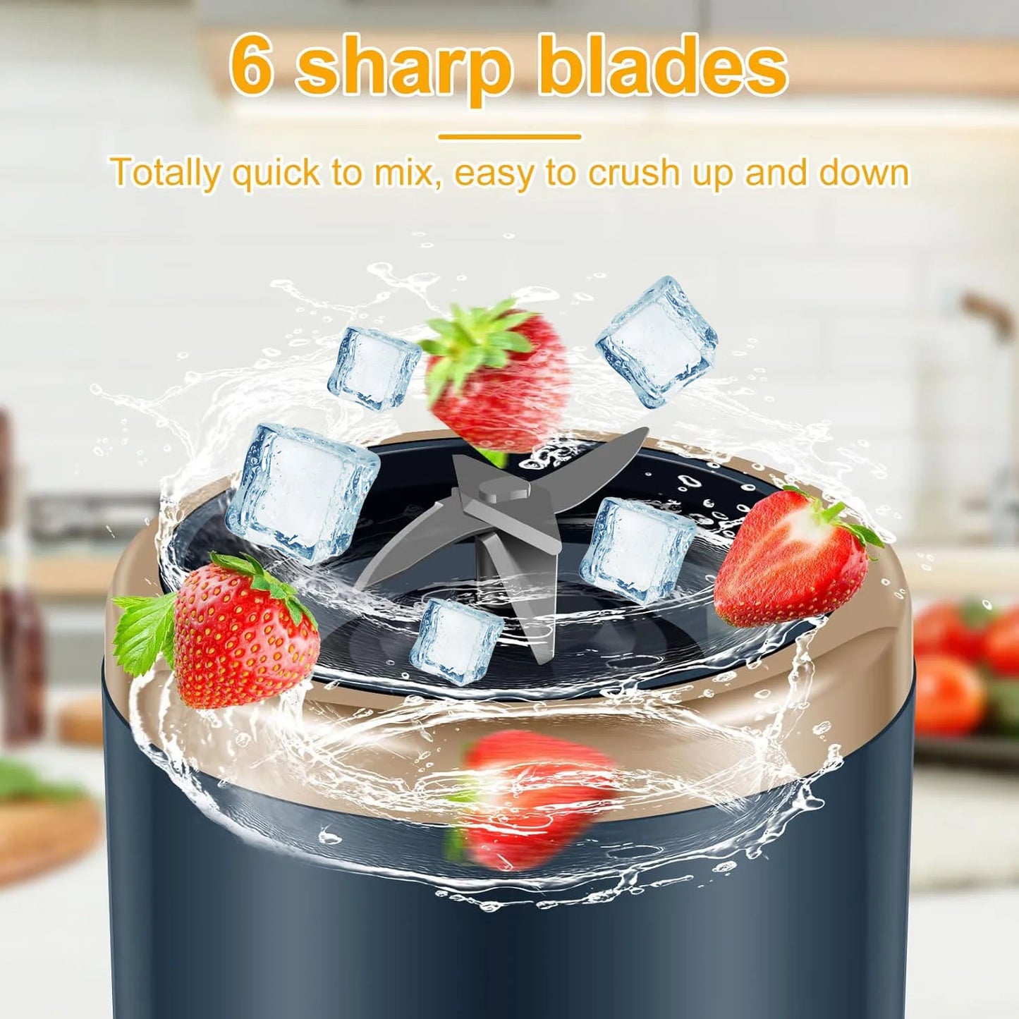 Portable Blender Smoothie Maker Mini Juice Blender Cup Rechargeable Fruit Shakes Juicer Mixer  400ml 6 Blades for Travel