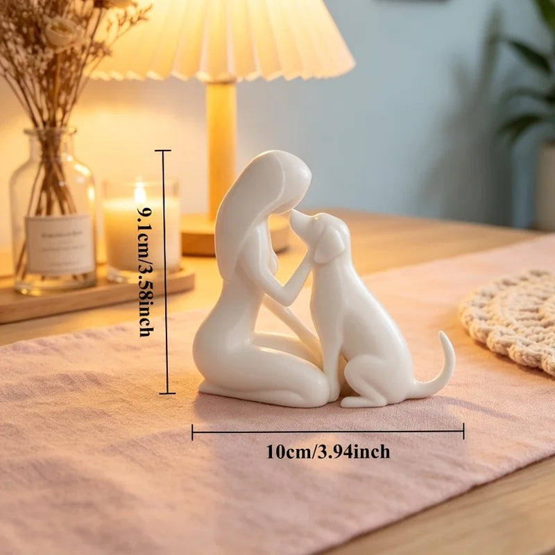 Beeldje Meisje met Hond – Zwart