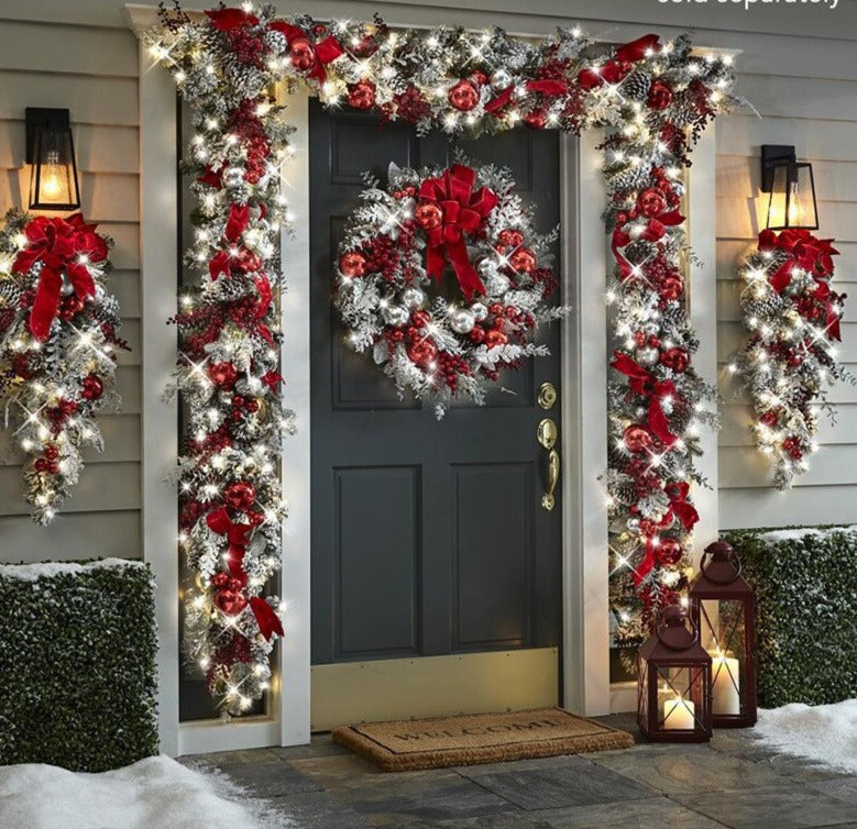 Kerstdeurkrans met Rode Kerstballen - kerstdecoratie