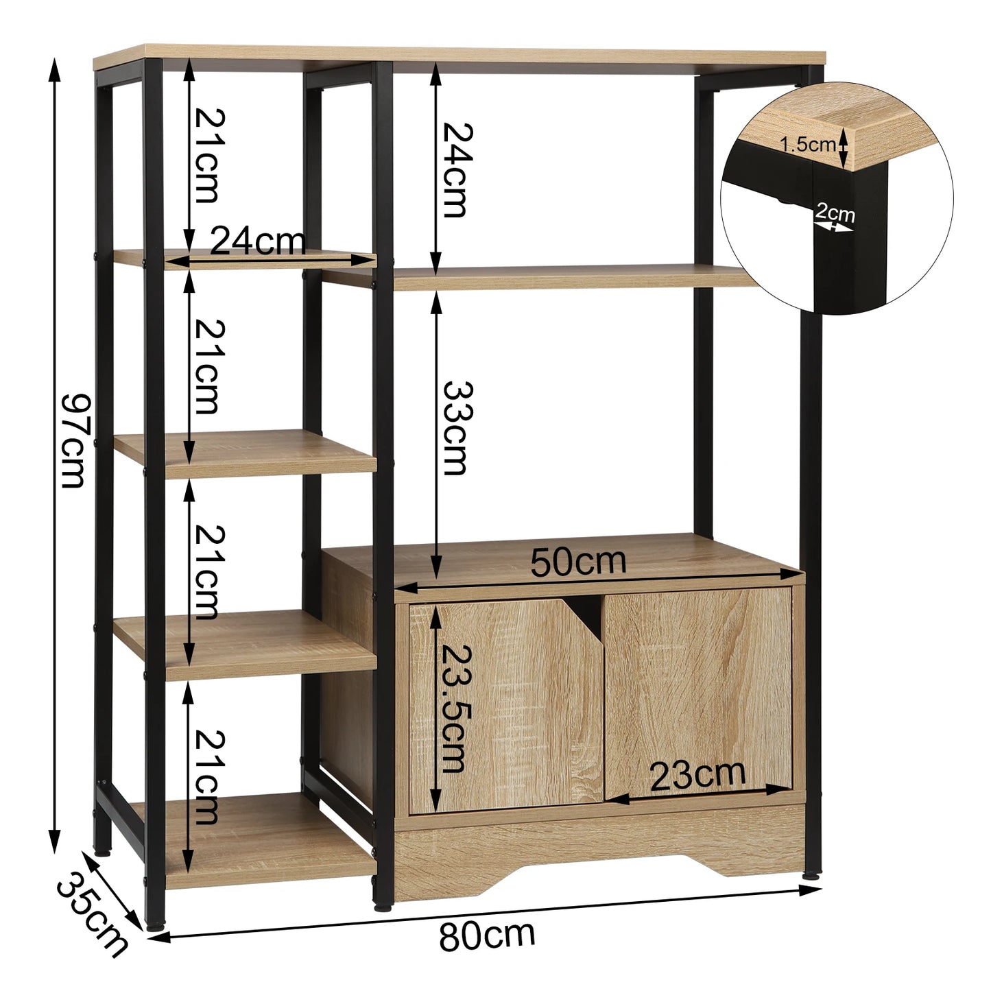 Houten boekenplank opbergrek met lades