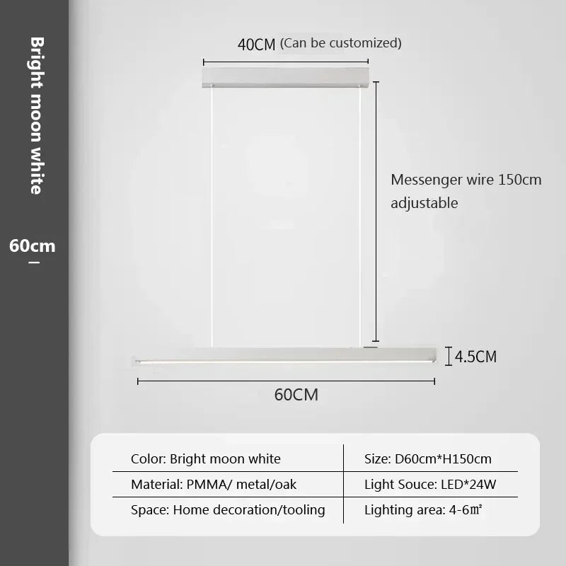 Moderne langwerpige LED-hanglamp voor eetkamer en woonkamer