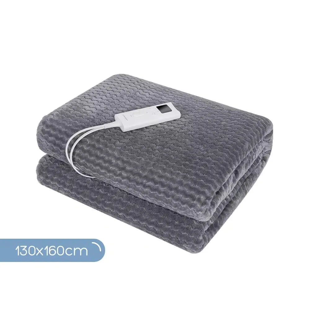 Elektrische warmtedeken grijs 160 × 130 cm met 9 warmtestanden
