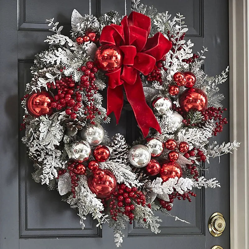 Kerstdeurkrans met Rode Kerstballen - kerstdecoratie