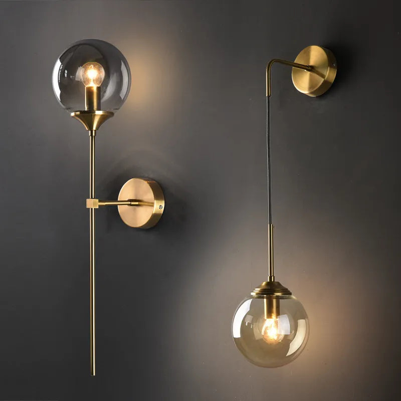 IWP - Stijlvolle Gouden glazen wandlamp