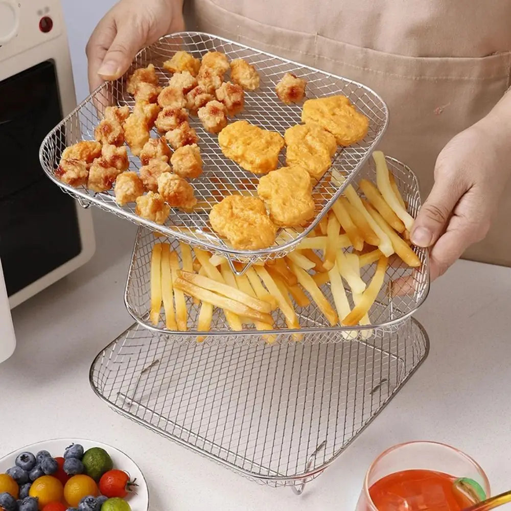 Stapelbaar RVS Airfryerrek – Grillmandje