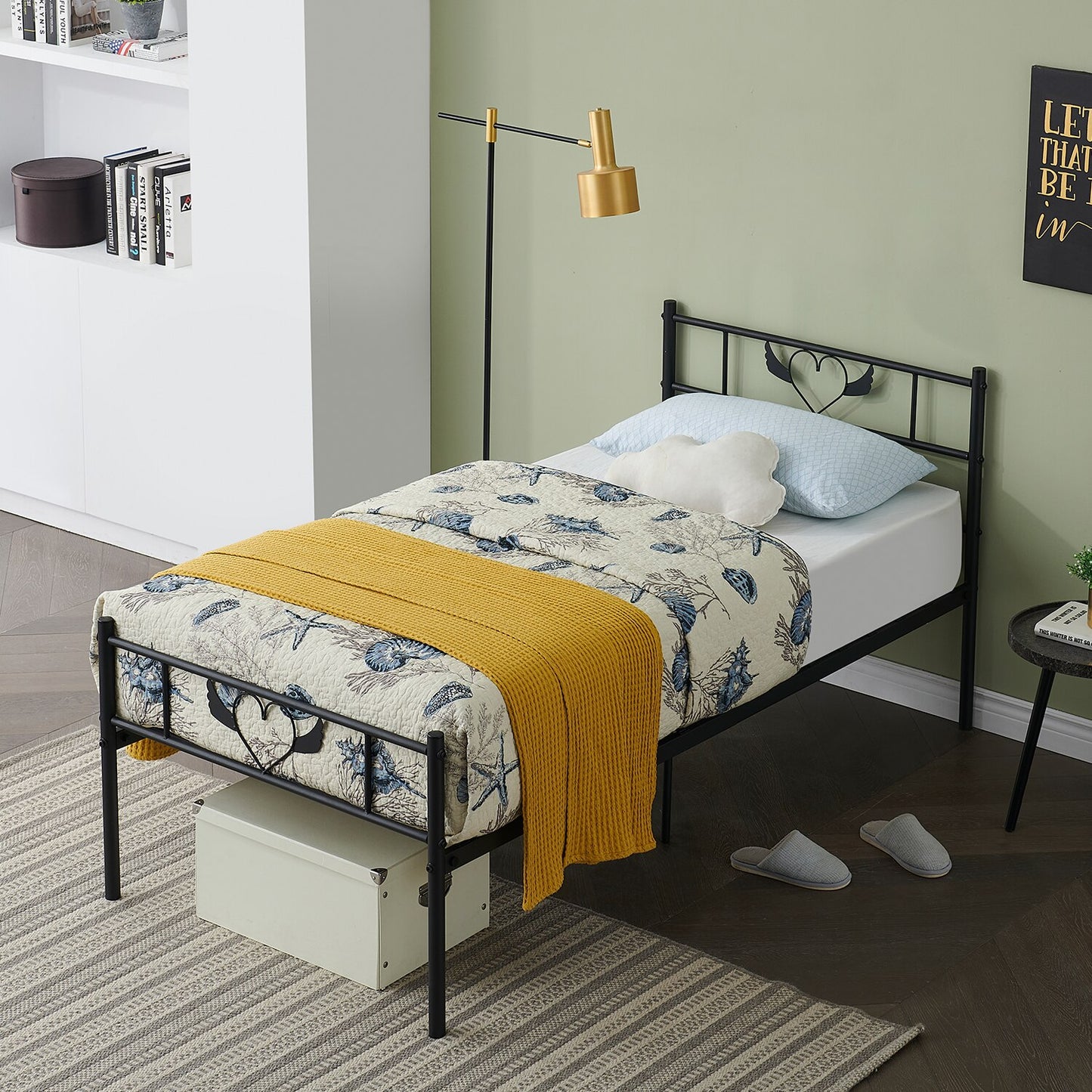 EGOONM Tweepersoonsbed / eenpersoonsbed, metalen bed frame - Zwart