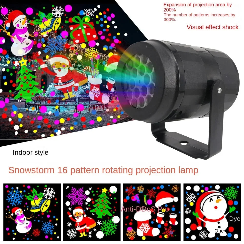 LED Sneeuwvlokprojector met 16 Patronen – USB
