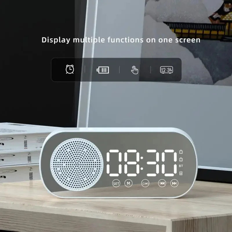 Digital Alarm Clock Wireless Bluetooth Speaker Support TF FM Radio Sound Box Bass Subwoofer Boombox Desktop Music Player