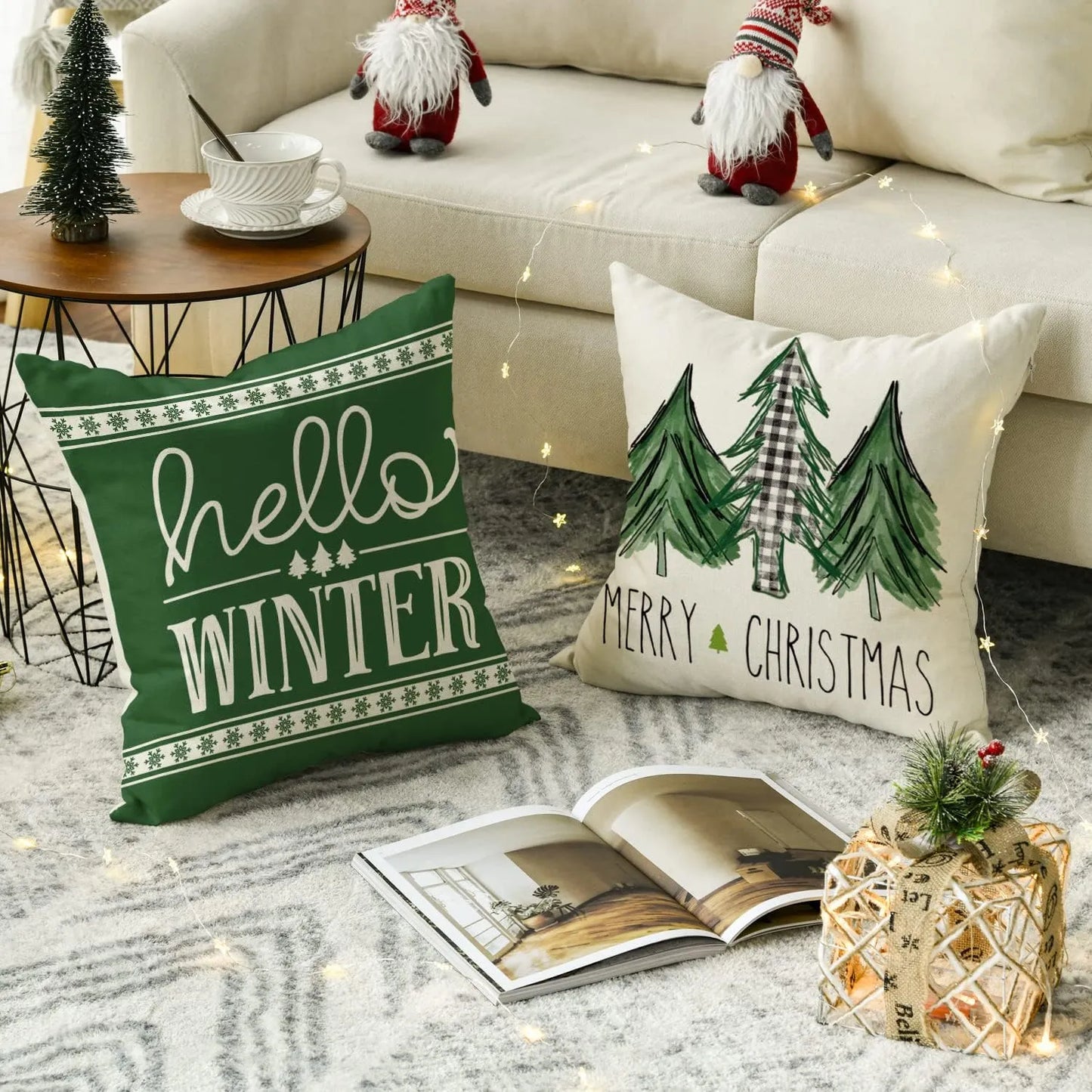 Groen kerst kussenhoes met vrolijk kerst motto - kerst decoratie