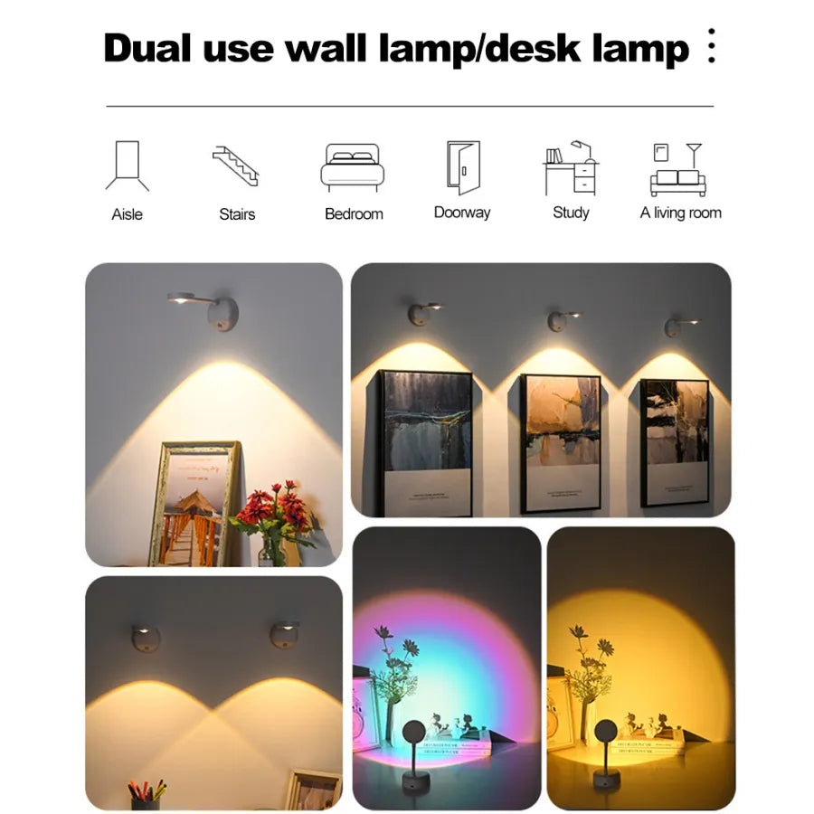 USB Oplaadbare Draadloze Wandlamp met Menselijke Sensor - Dim bare LED-spotlight