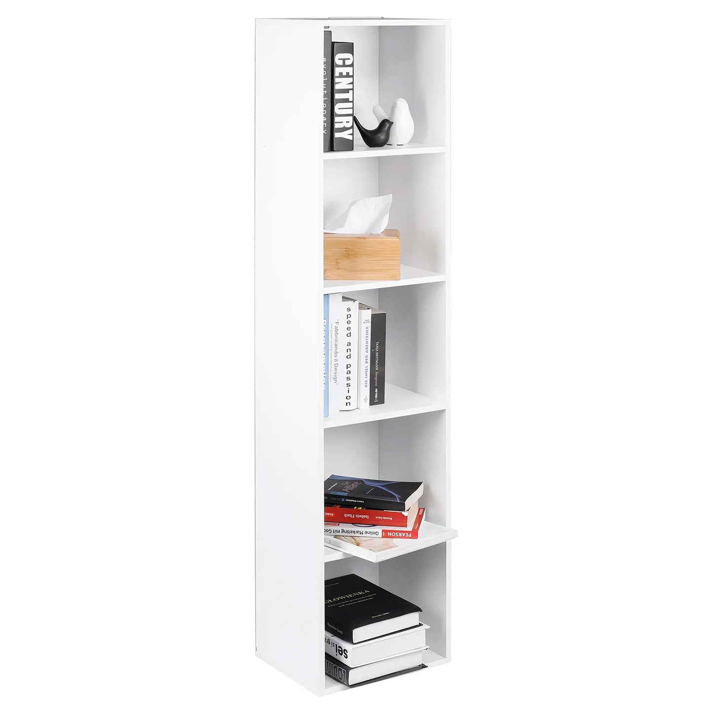 Opbergrek Witte boekenplank met Houten opbergkubussen