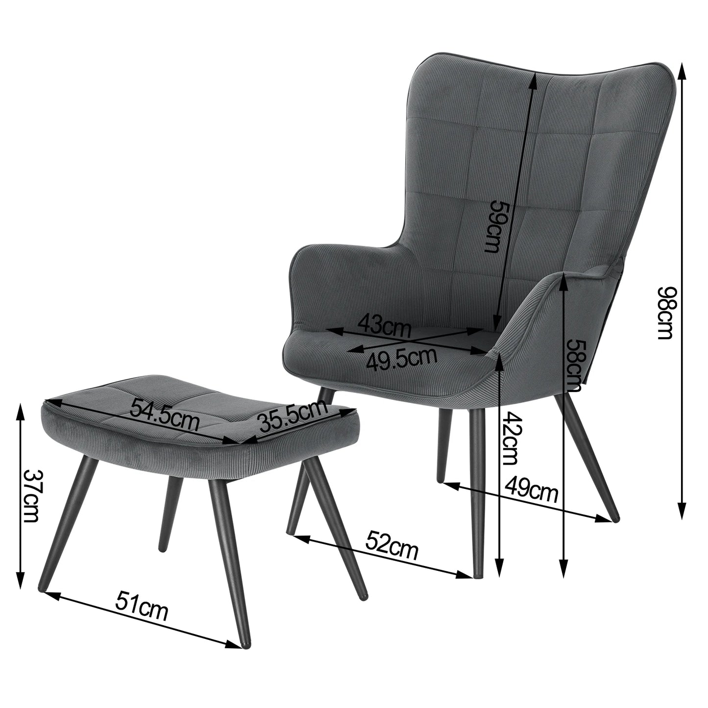 Relaxfauteuil set met voetensteun