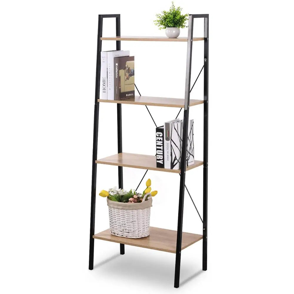 Houten ladder boekenplank - Opbergrek