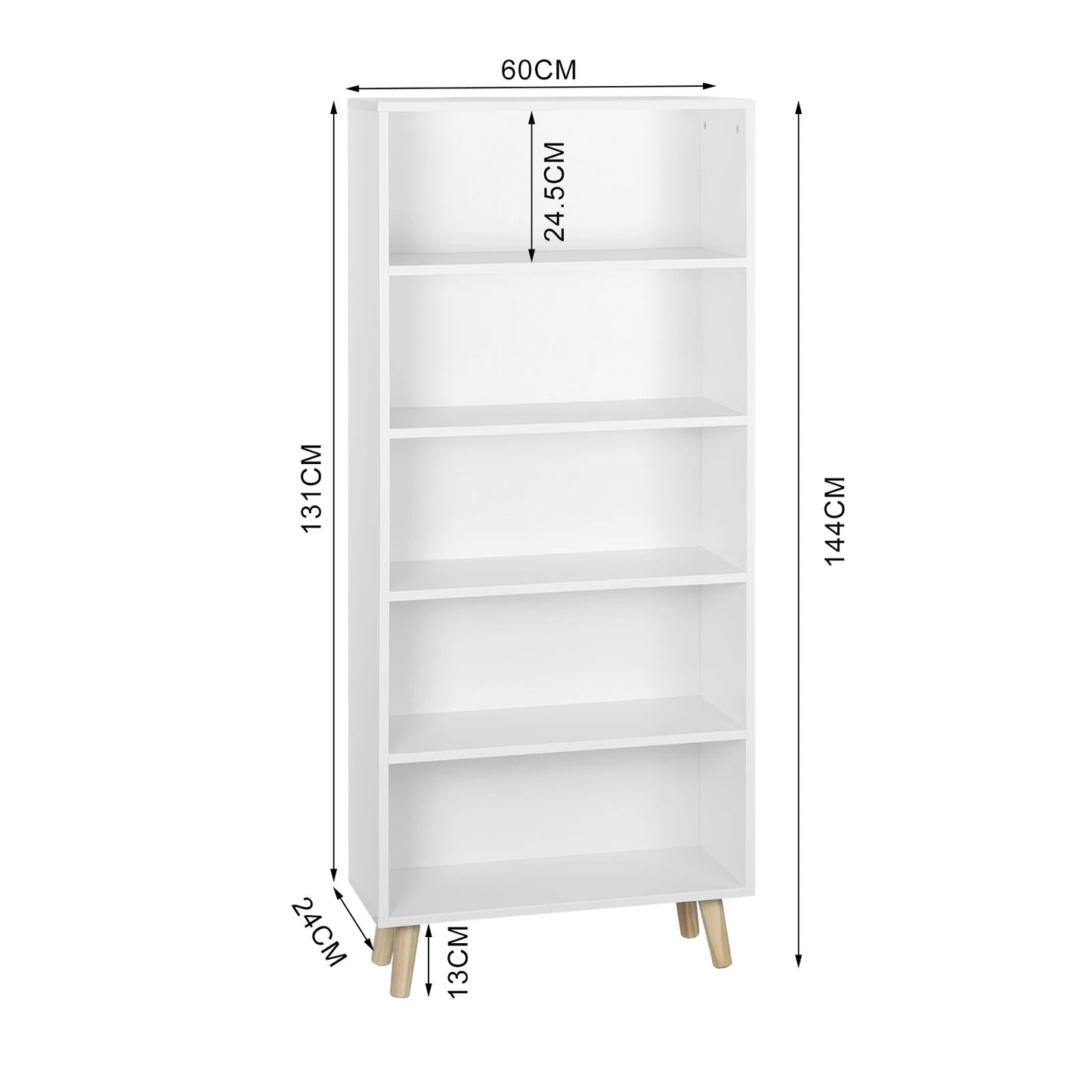 Kast met 5 compartimenten - Wit/Licht Eiken