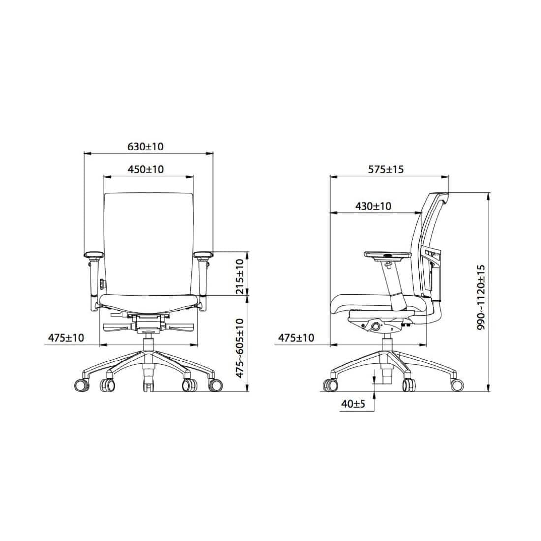 Projectas V2 - Comfort - Bureaustoel Ergonomisch Design