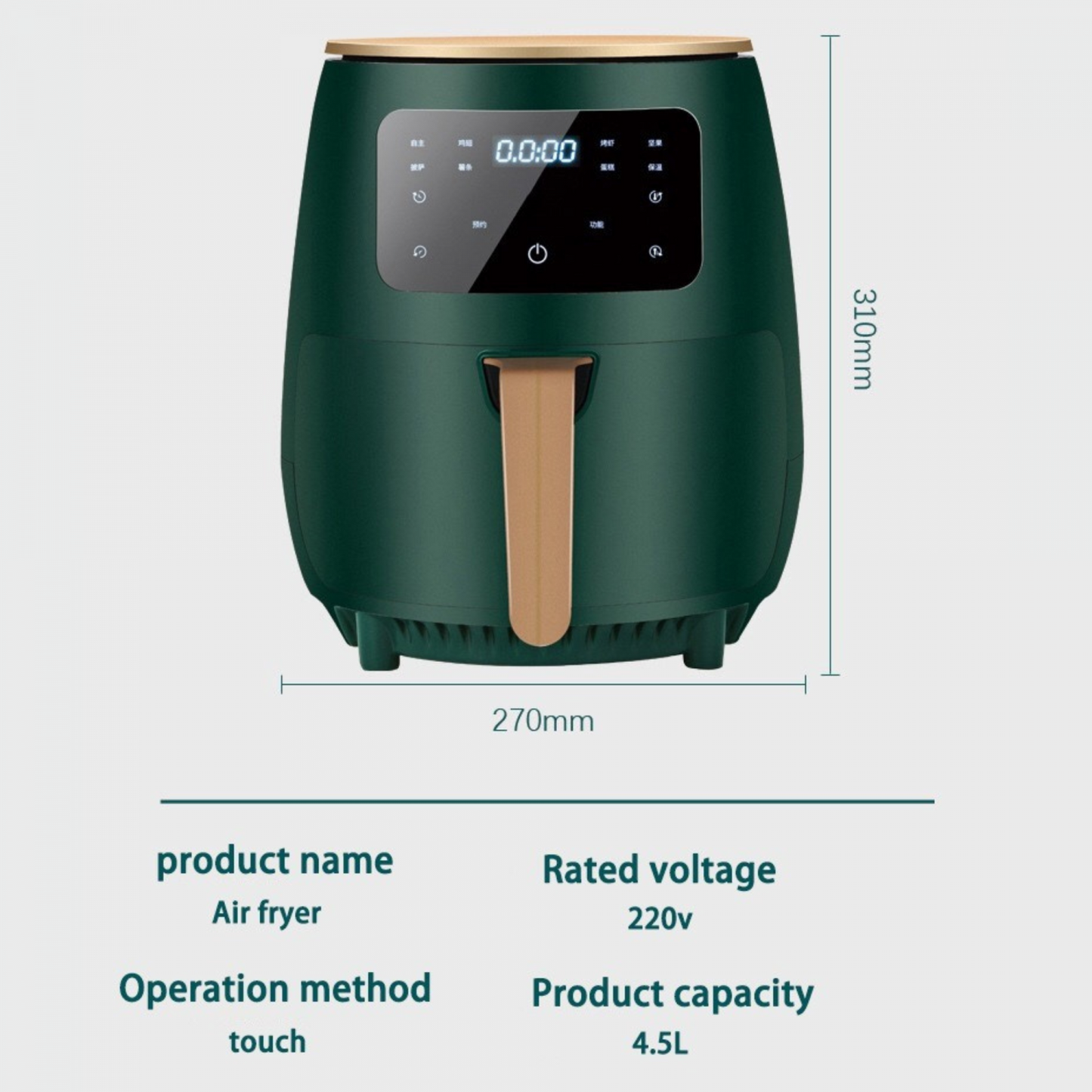 Cheffinger - CF-AFRY4.5: 1400W digitale LED friteuse - 4,5 Liter Zwart