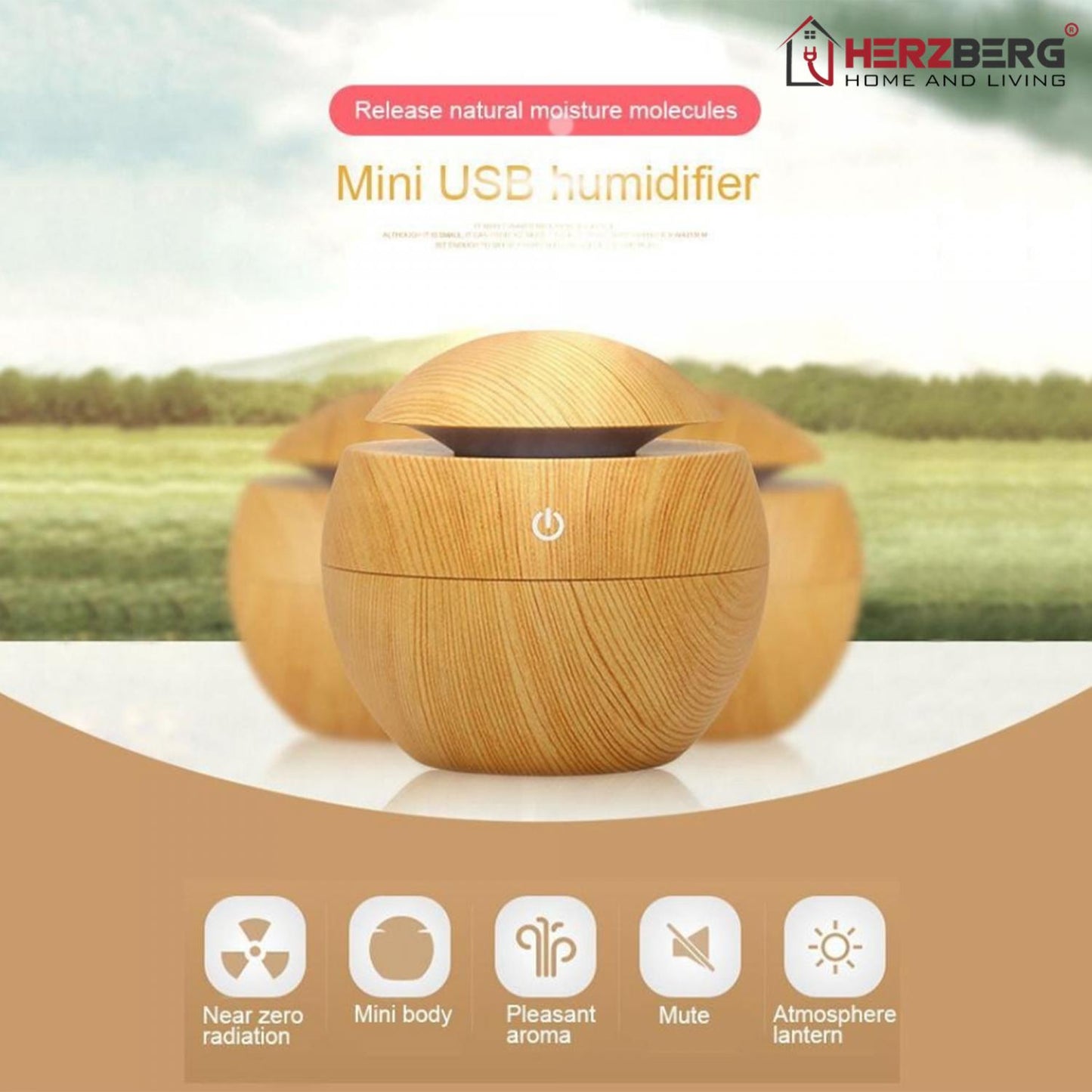 Luchtbevochtiger Aroma Olie Diffuser - Licht hout