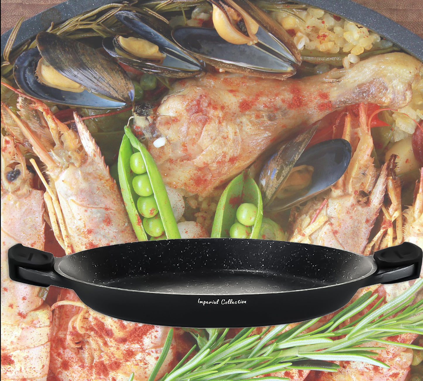 Eminents - Paella pan van 36 cm met siliconen handgrepen