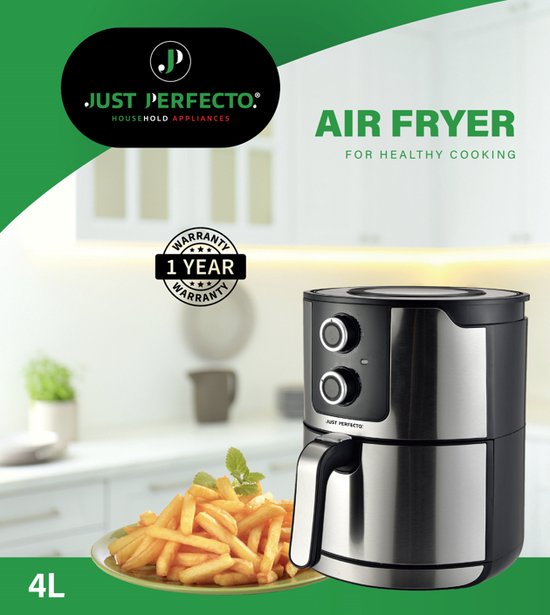 Just Perfecto JL-05 Airfryer - 1400 W, 4L met Dubbele Knopbediening