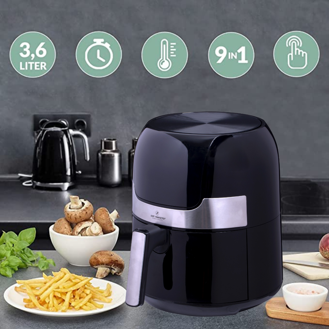 Just Perfecto JL-22: 1400W Airfryer LED Touchscreen Heteluchtfriteuse Met Grillplaat - 3.5L