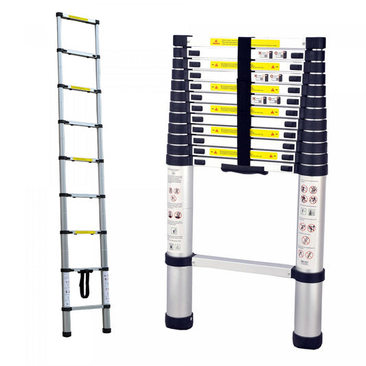 Herzberg HG-5260: Aluminium Telescopische Ladder met Antislip Voet - 2,6 Meter Hoog