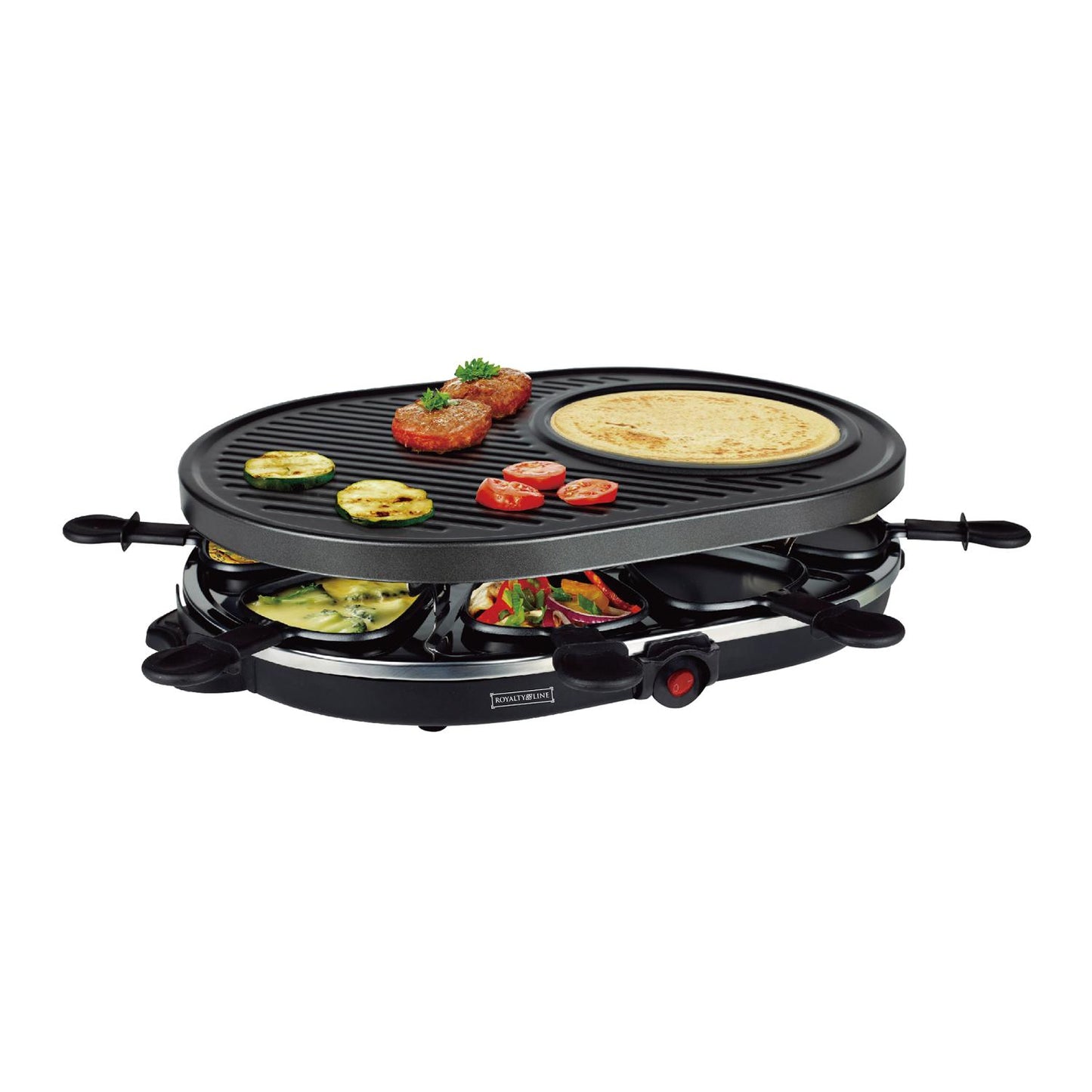 Royalty Line - 2 in 1 Elektrische Grill met 8 Stuks Raclette